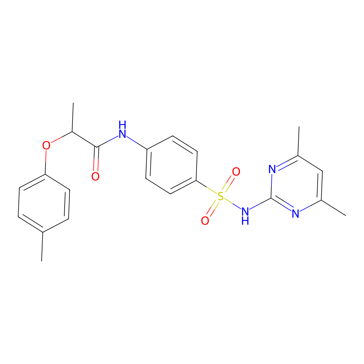 N-(4-{[(4,6-dimethyl-2-pyrimidinyl)amino]sulfonyl}phenyl)-2-(4-methylphenoxy)propanamide molecular structure, CAS 723260-24-0