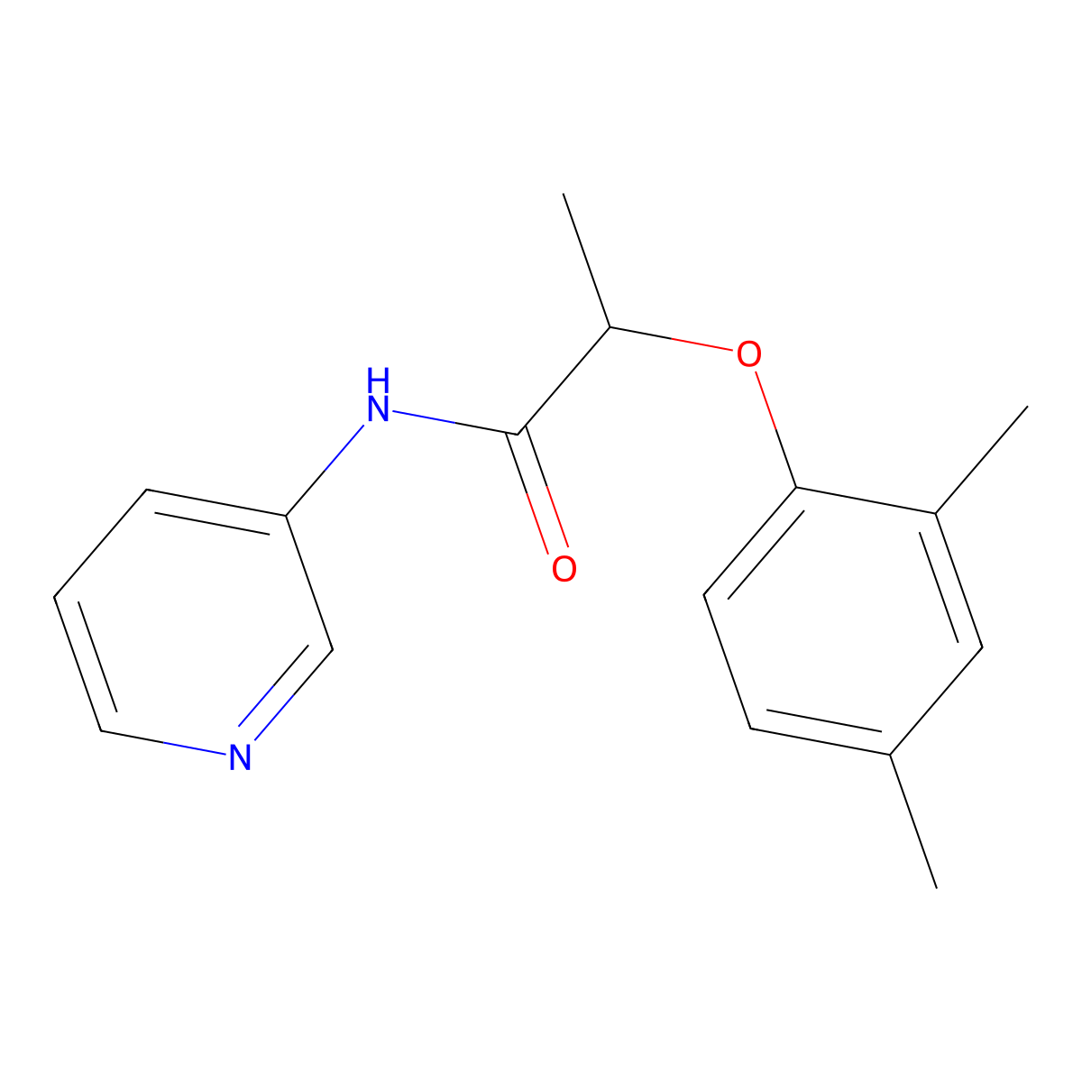 2-(2,4-dimethylphenoxy)-N-pyridin-3-ylpropanamide molecular structure, CAS 723260-46-6
