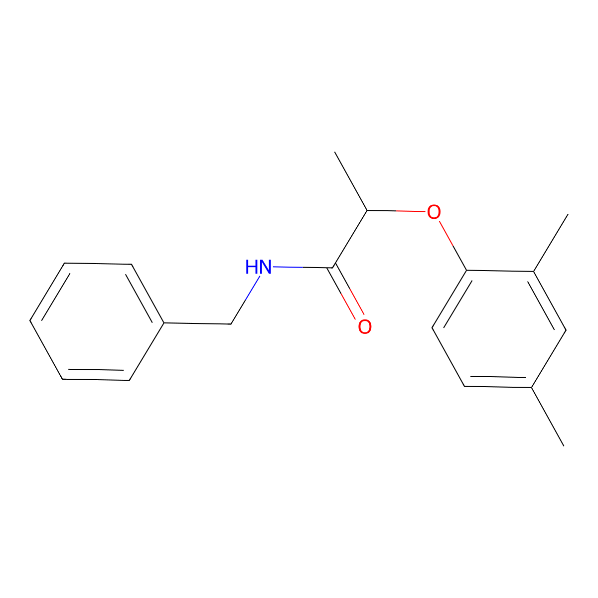 N-benzyl-2-(2,4-dimethylphenoxy)propanamide molecular structure, CAS 723260-57-9