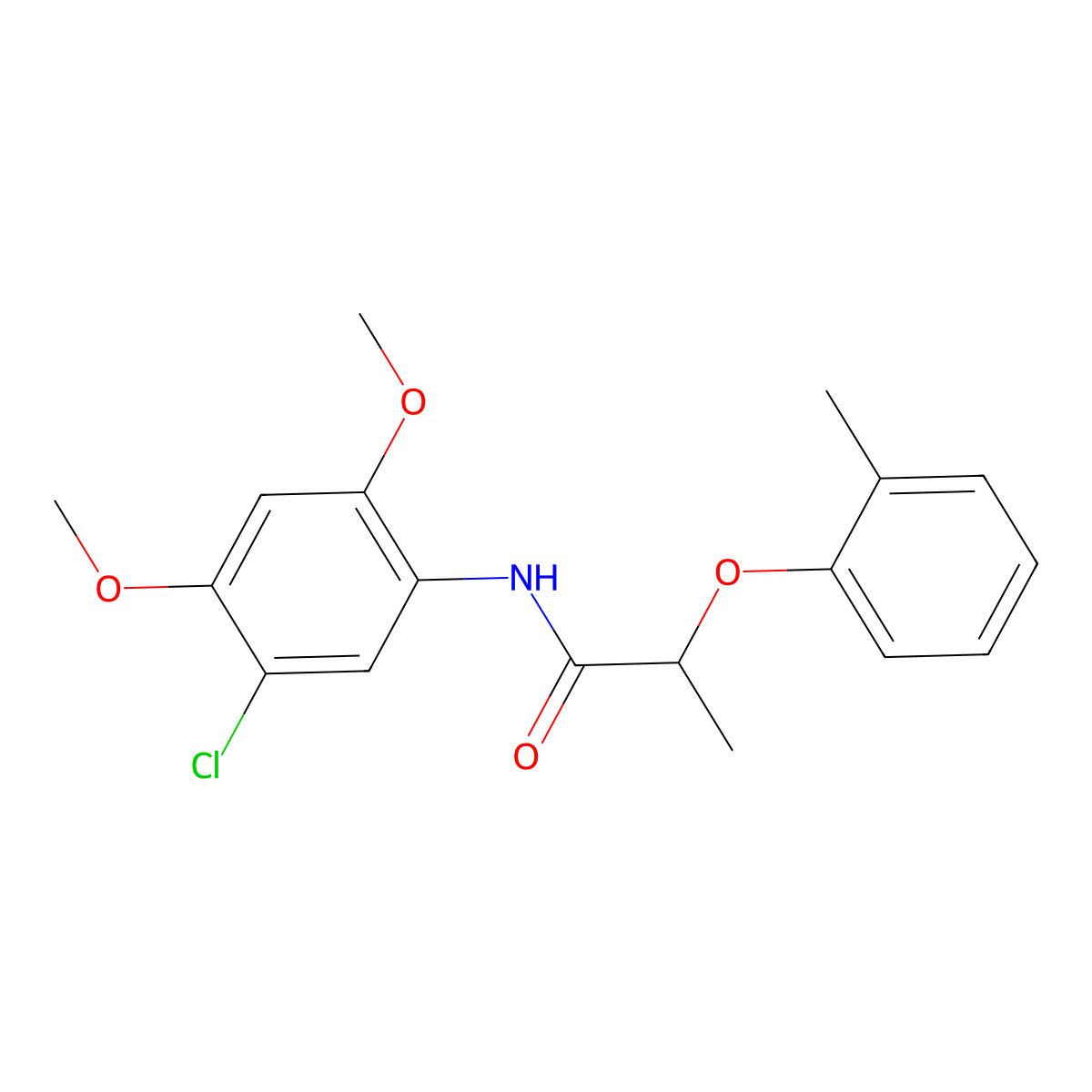 N-(5-chloro-2,4-dimethoxyphenyl)-2-(2-methylphenoxy)propanamide molecular structure, CAS 723260-96-6