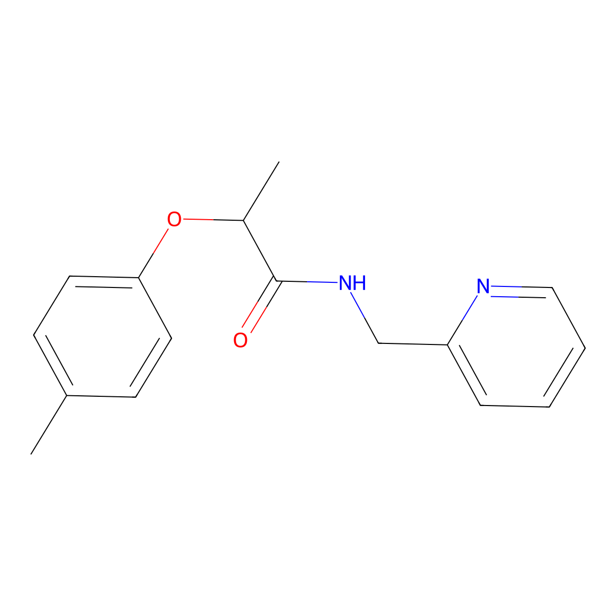 2-(4-methylphenoxy)-N-(pyridin-2-ylmethyl)propanamide molecular structure, CAS 723261-00-5