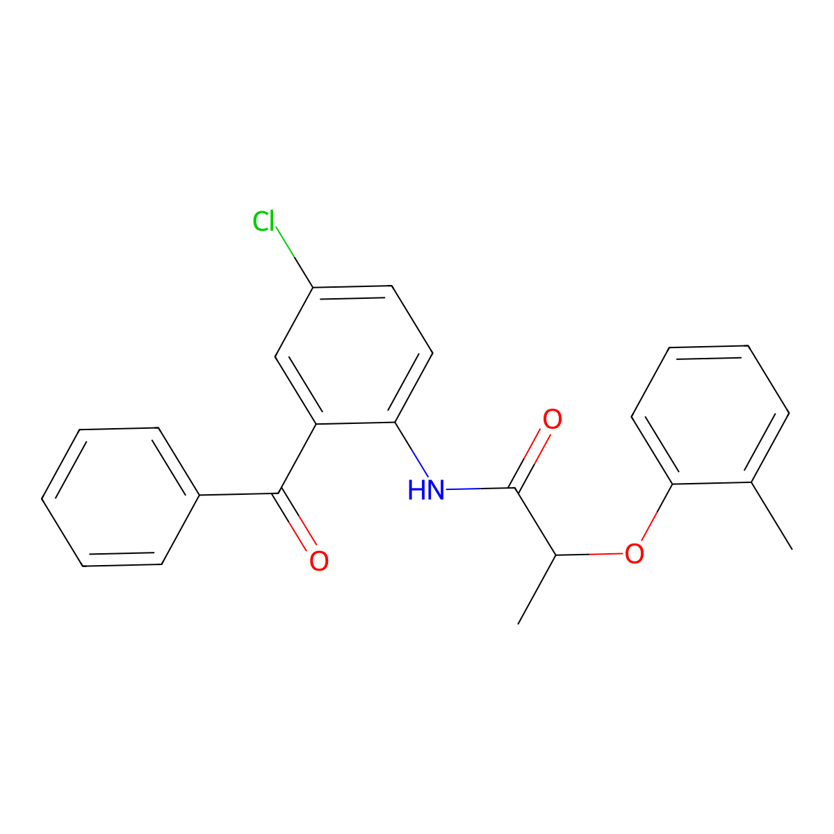N-(2-benzoyl-4-chlorophenyl)-2-(2-methylphenoxy)propanamide molecular structure, CAS 723262-08-6