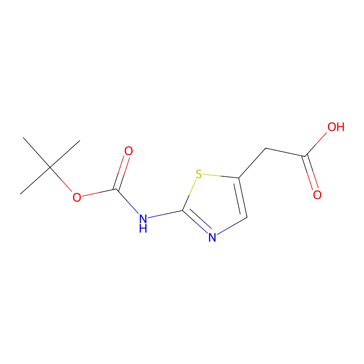 2-(2-((tert-Butoxycarbonyl)amino)thiazol-5-yl)acetic acid molecular structure, CAS 723278-39-5