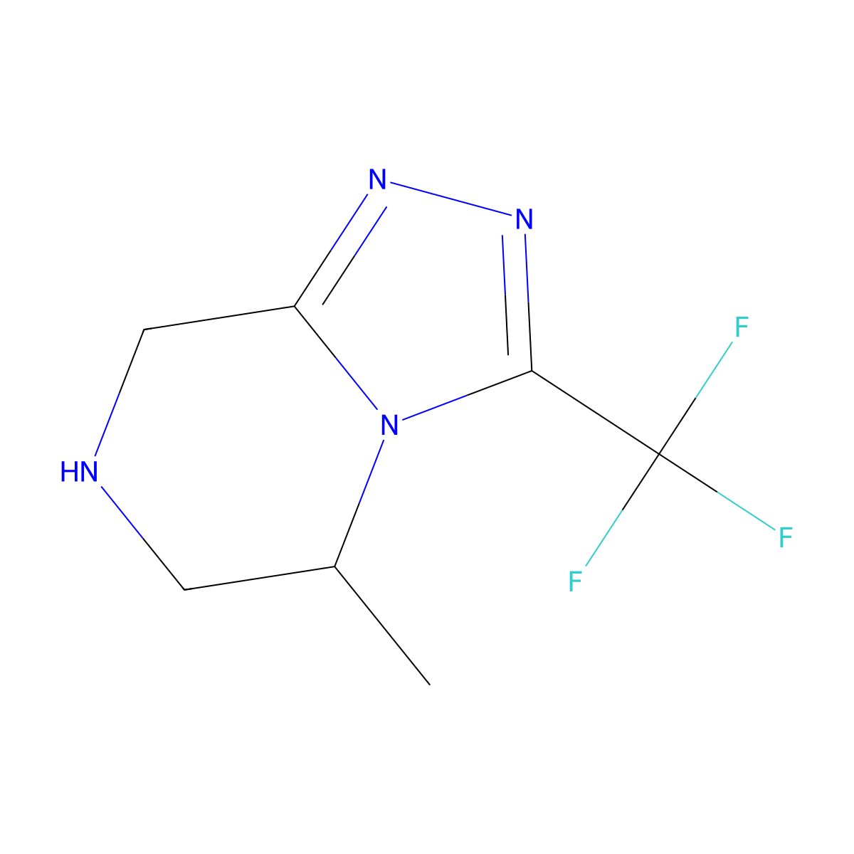 5-Methyl-3-(trifluoromethyl)-5,6,7,8-tetrahydro-[1,2,4]triazolo[4,3-a]pyrazine molecular structure, CAS 723286-87-1