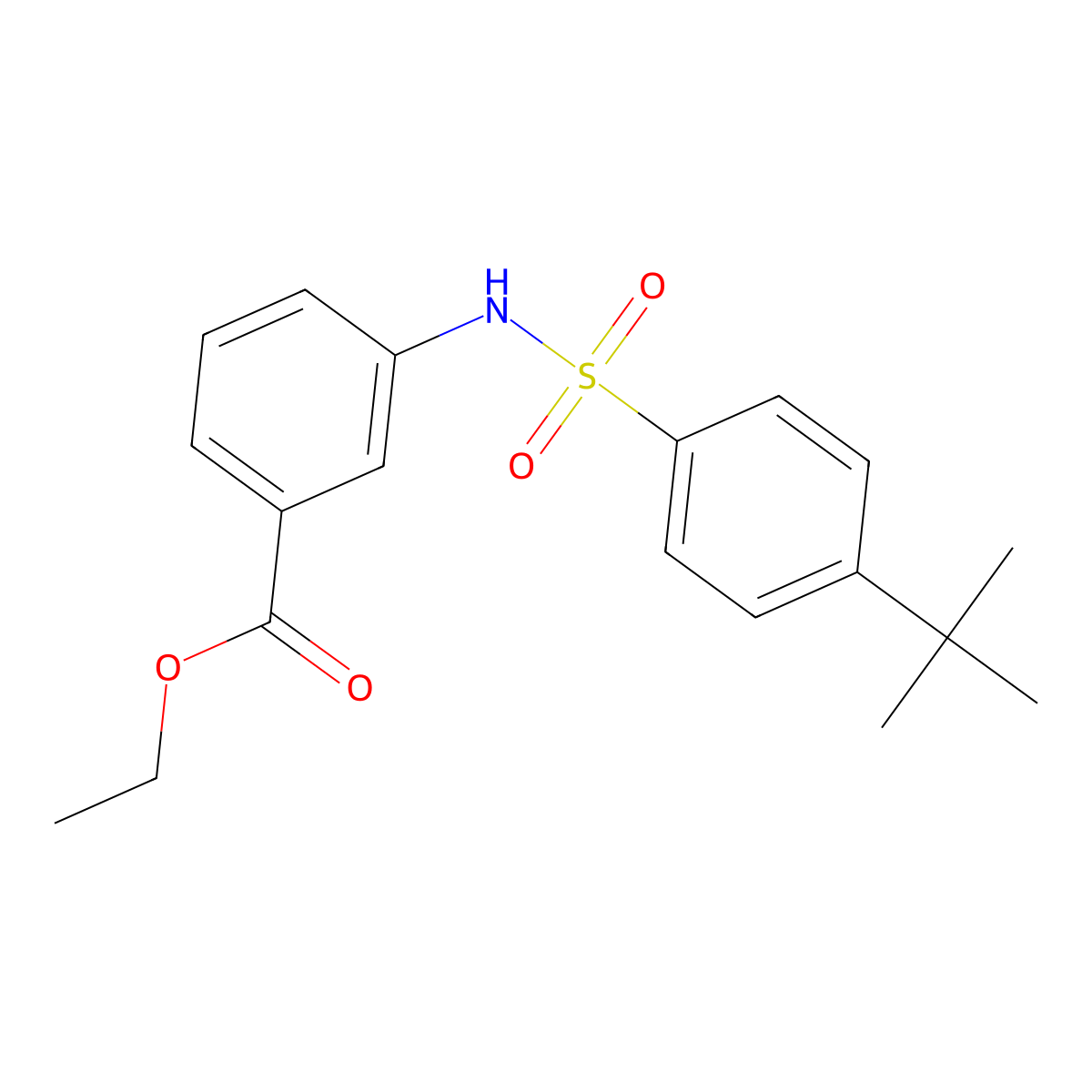 Ethyl 3-{[(4-tert-butylphenyl)sulfonyl]amino}benzoate molecular structure, CAS 723290-48-0