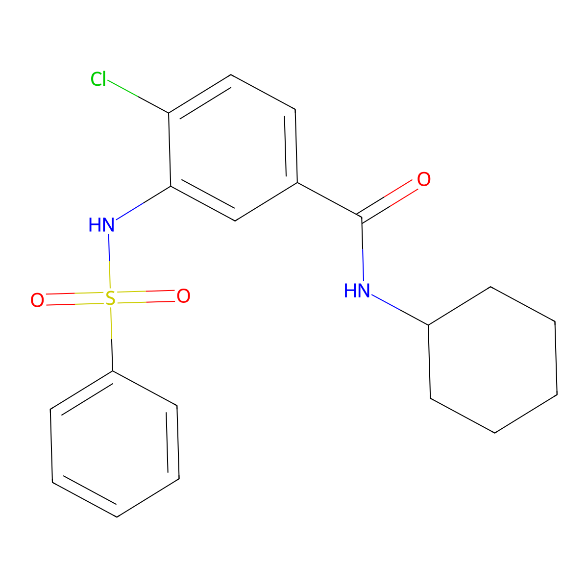 4-chloro-N-cyclohexyl-3-[(phenylsulfonyl)amino]benzamide molecular structure, CAS 723290-86-6