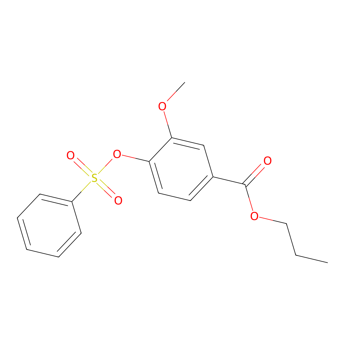 Propyl 3-methoxy-4-[(phenylsulfonyl)oxy]benzoate molecular structure, CAS 723290-87-7