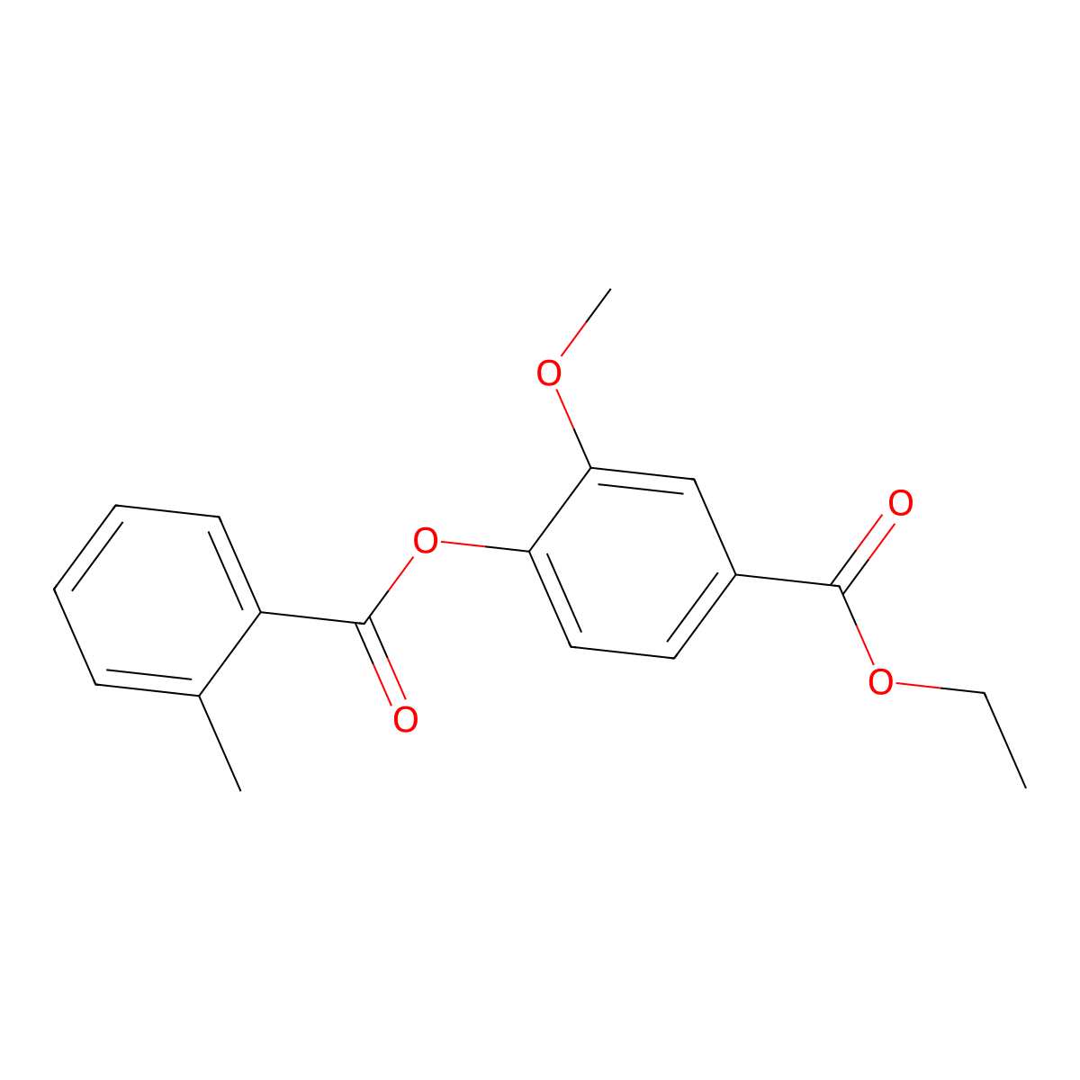 Ethyl 3-methoxy-4-[(2-methylbenzoyl)oxy]benzoate molecular structure, CAS 723291-20-1
