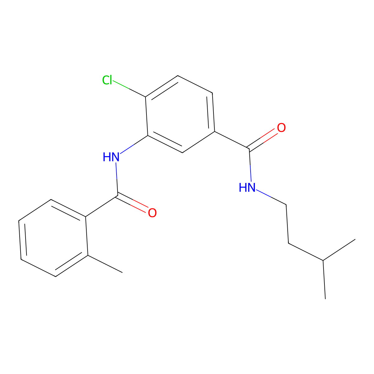 4-chloro-N-isopentyl-3-[(2-methylbenzoyl)amino]benzamide molecular structure, CAS 723291-21-2