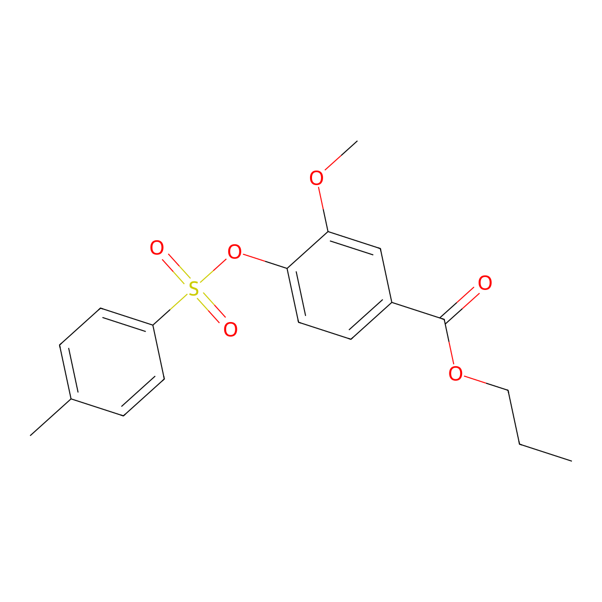 Propyl 3-methoxy-4-{[(4-methylphenyl)sulfonyl]oxy}benzoate molecular structure, CAS 723291-92-7