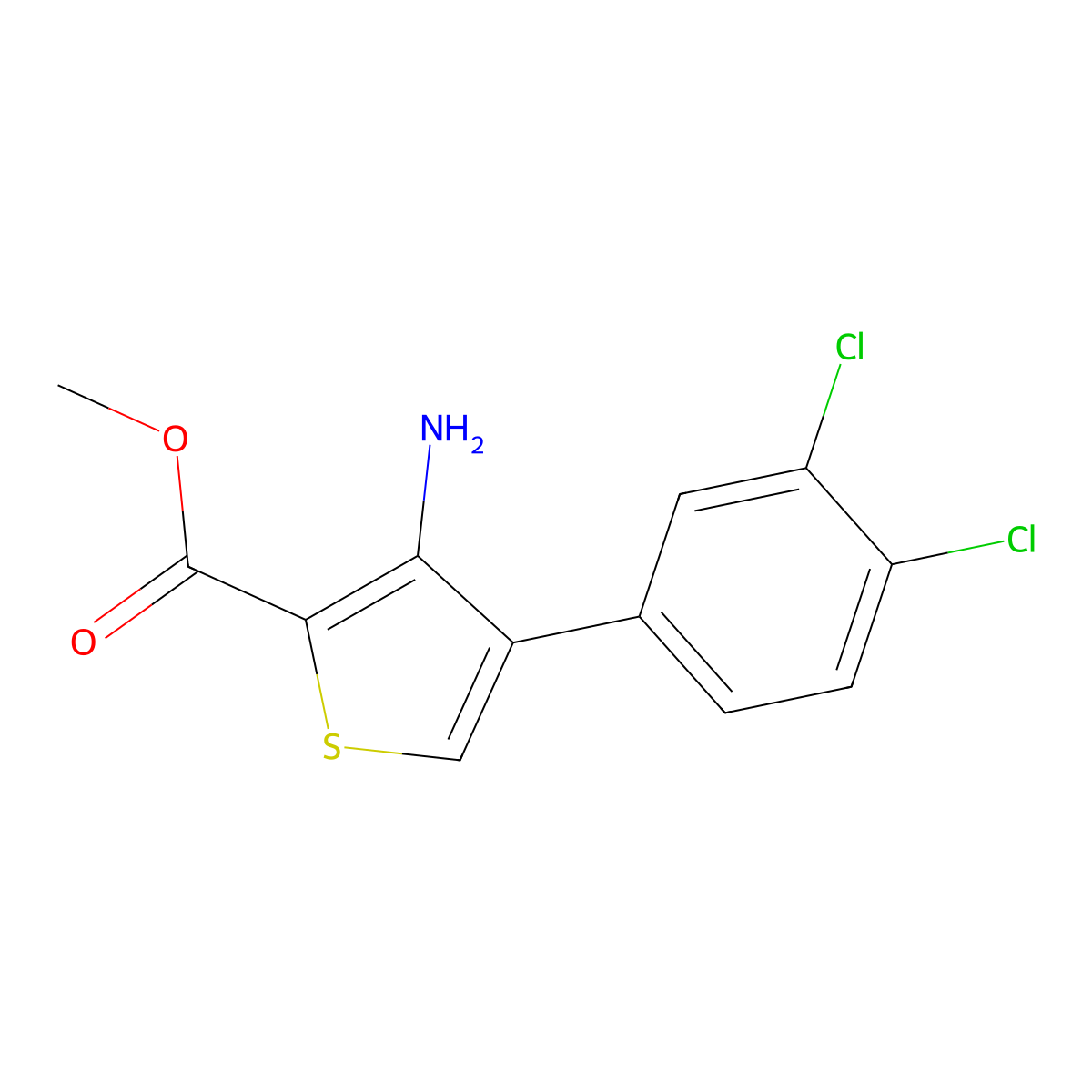 Methyl 3-amino-4-(3,4-dichlorophenyl)thiophene-2-carboxylate molecular structure, CAS 723294-93-7