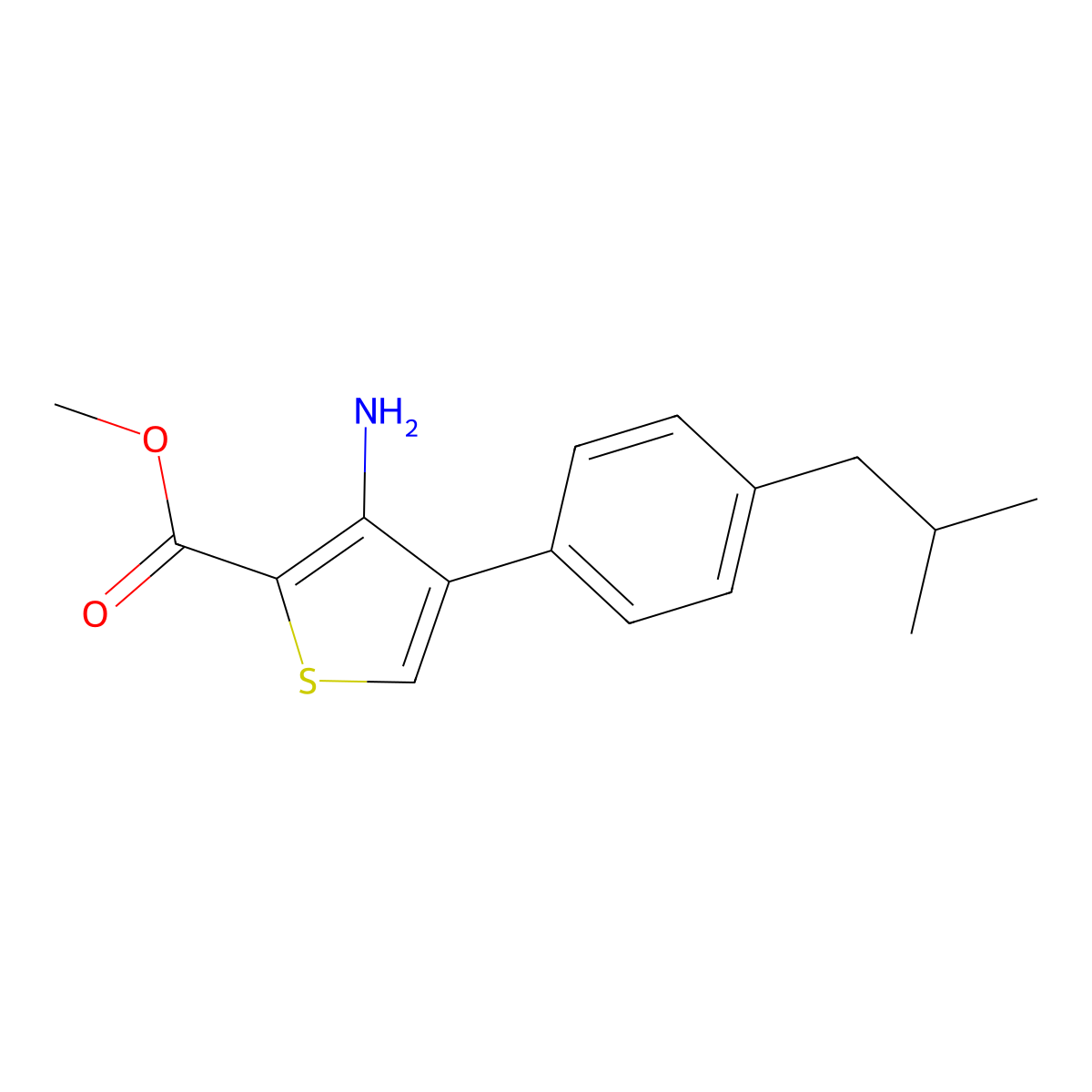 Methyl 3-amino-4-(4-isobutylphenyl)thiophene-2-carboxylate molecular structure, CAS 723294-97-1