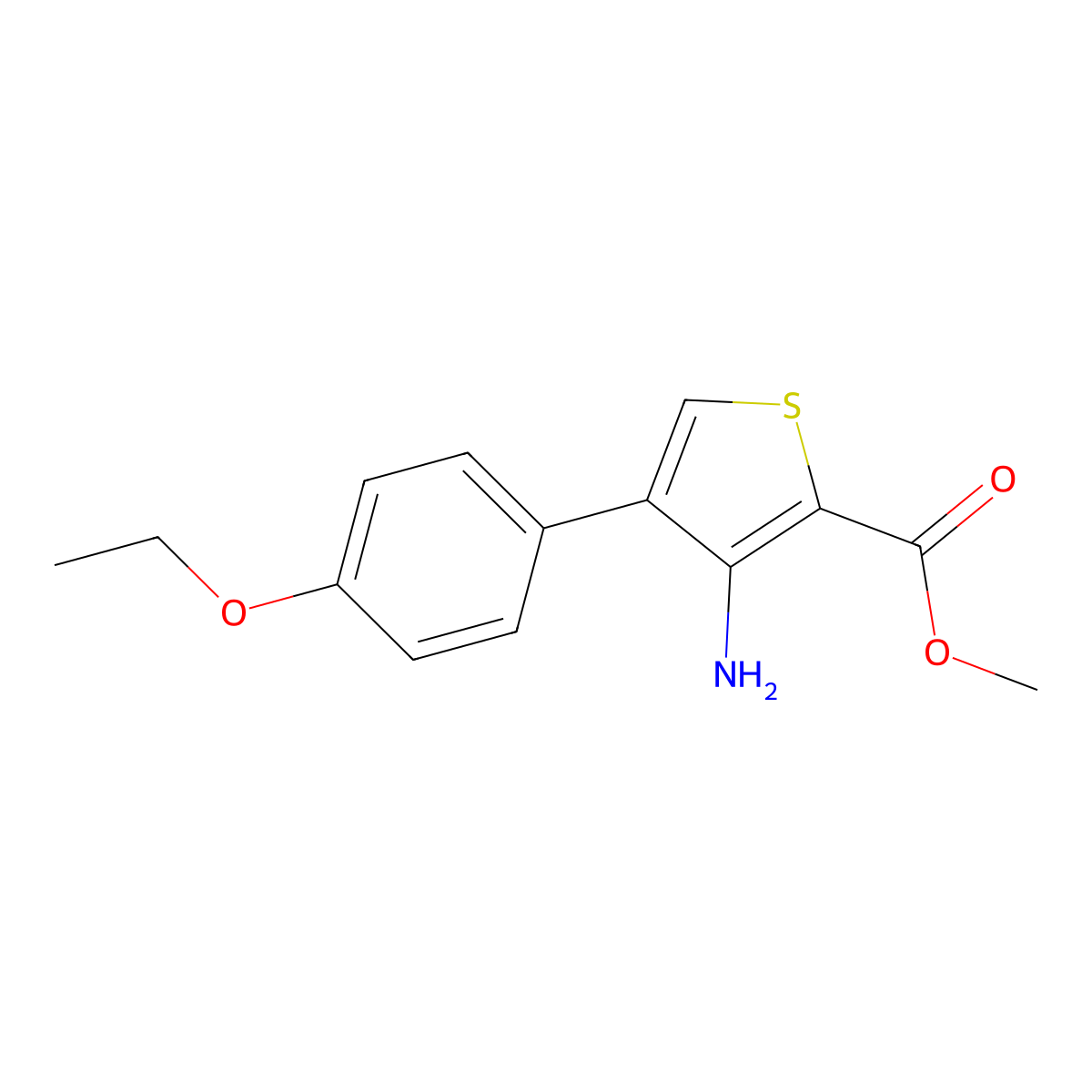 Methyl 3-amino-4-(4-ethoxyphenyl)thiophene-2-carboxylate molecular structure, CAS 723294-99-3