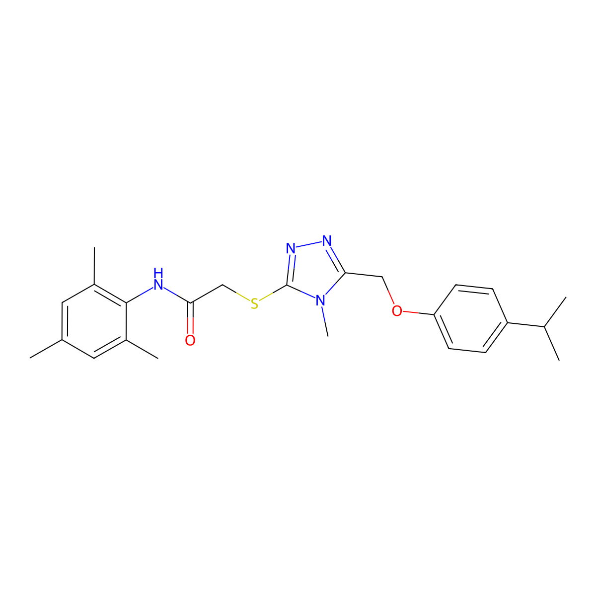 2-({5-[(4-isopropylphenoxy)methyl]-4-methyl-4H-1,2,4-triazol-3-yl}thio)-N-mesitylacetamide molecular structure, CAS 723297-11-8
