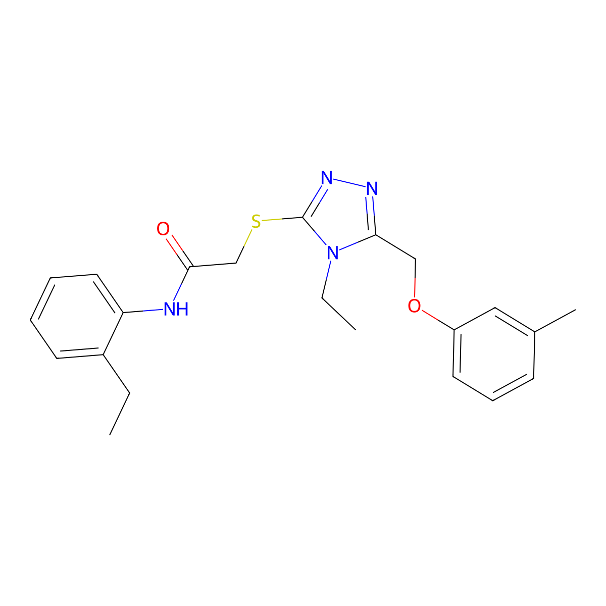 2-({4-ethyl-5-[(3-methylphenoxy)methyl]-4H-1,2,4-triazol-3-yl}sulfanyl)-N-(2-ethylphenyl)acetamide molecular structure, CAS 723297-98-1