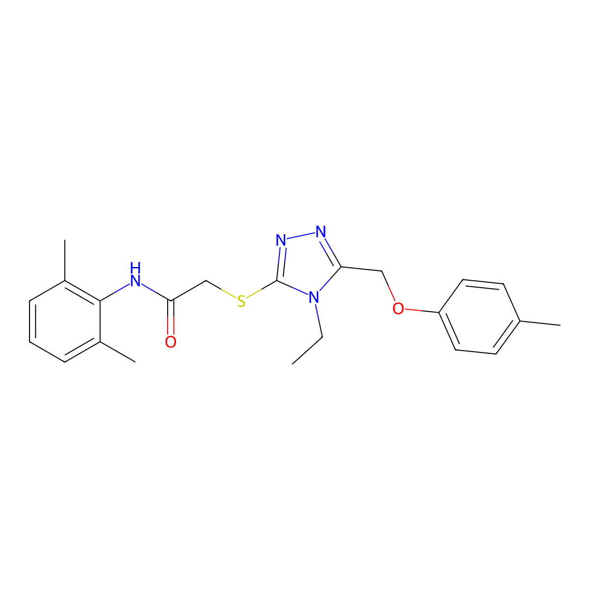 N-(2,6-dimethylphenyl)-2-[[4-ethyl-5-[(4-methylphenoxy)methyl]-1,2,4-triazol-3-yl]sulfanyl]acetamide molecular structure, CAS 723298-31-5