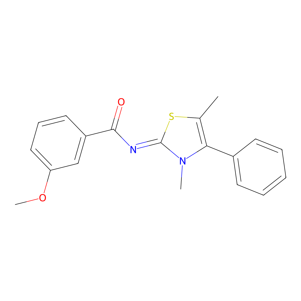 N-(3,5-dimethyl-4-phenyl-1,3-thiazol-2(3H)-ylidene)-3-methoxybenzamide molecular structure, CAS 723298-86-0