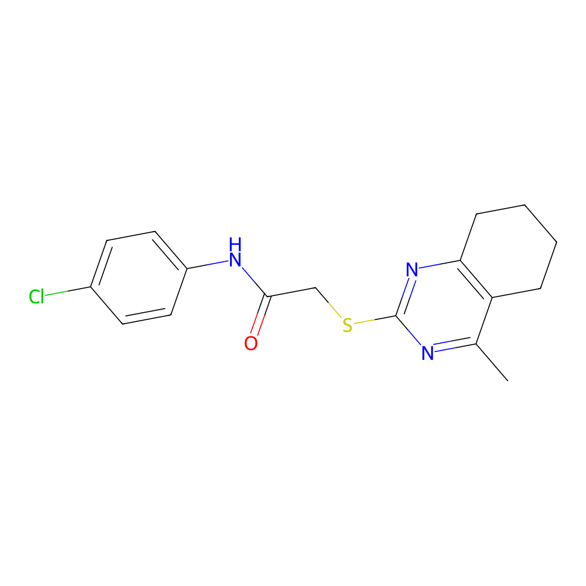 N-(4-chlorophenyl)-2-[(4-methyl-5,6,7,8-tetrahydroquinazolin-2-yl)sulfanyl]acetamide molecular structure, CAS 723298-94-0