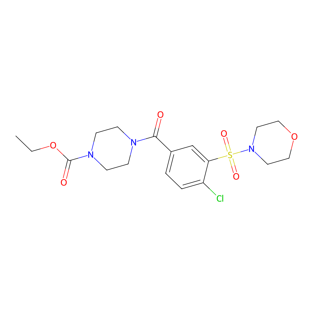 4-[4-Chloro-3-(morpholine-4-sulfonyl)-benzoyl]-piperazine-1-carboxylic acid ethyl ester molecular structure, CAS 723299-09-0