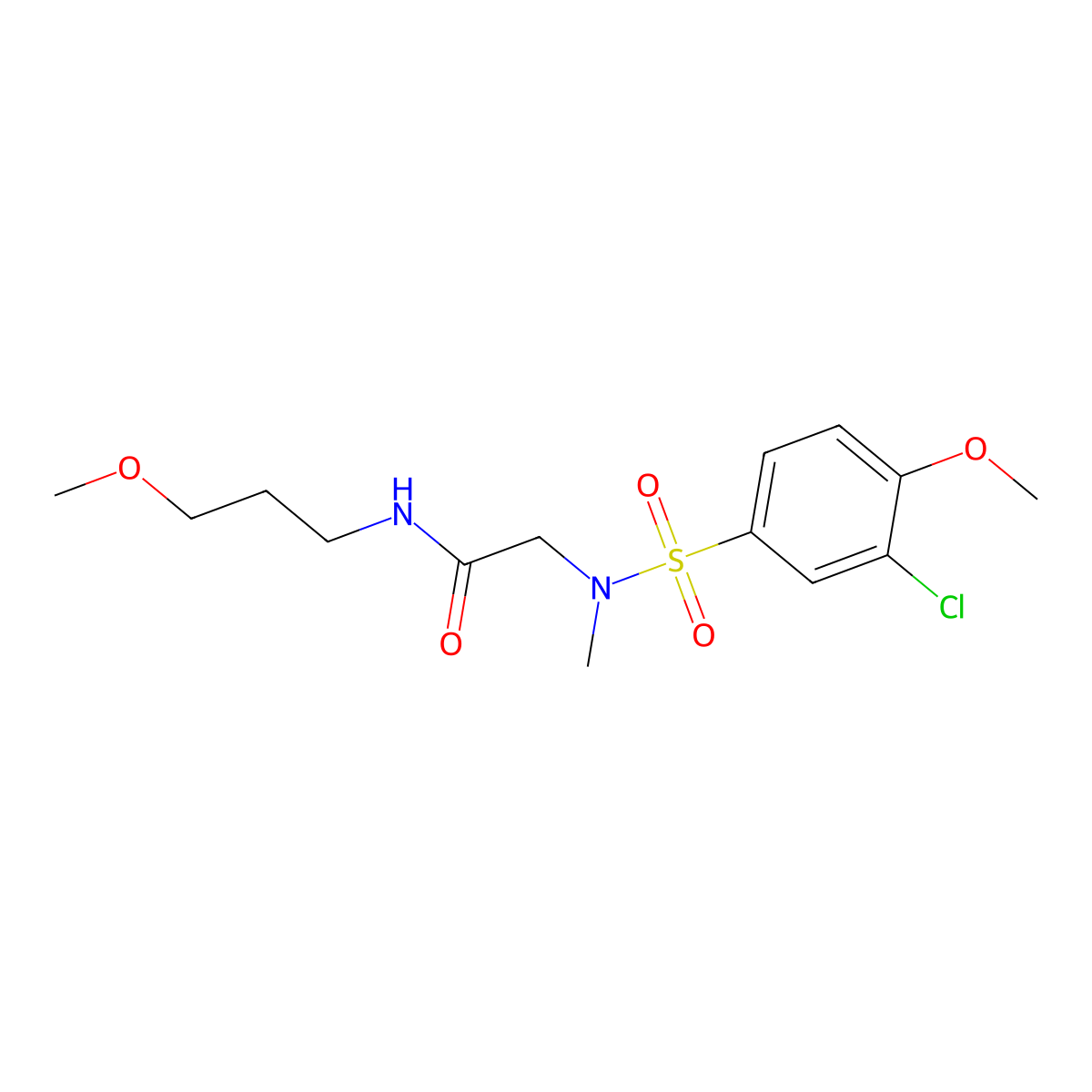 2-[(3-chloro-4-methoxyphenyl)sulfonyl-methylamino]-N-(3-methoxypropyl)acetamide molecular structure, CAS 723299-31-8