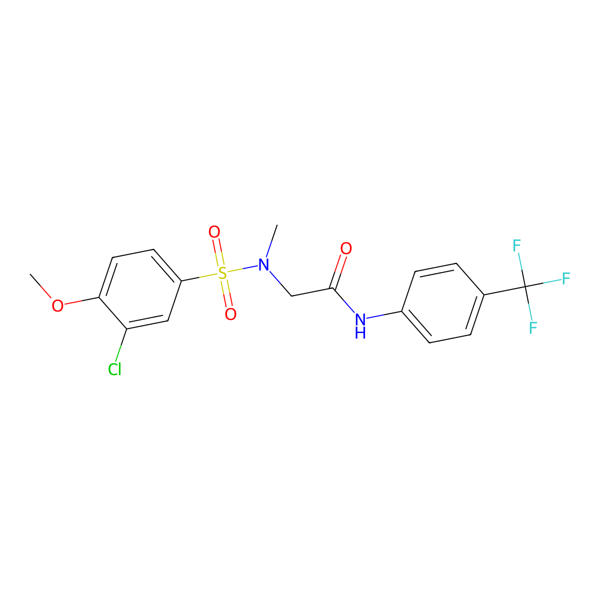 2-[(3-chloro-4-methoxyphenyl)sulfonyl-methylamino]-N-[4-(trifluoromethyl)phenyl]acetamide molecular structure, CAS 723299-32-9