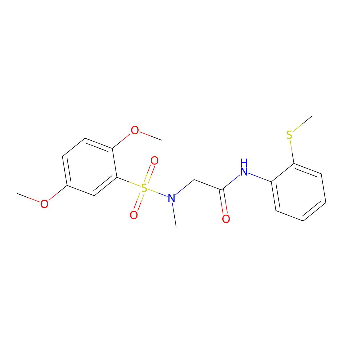 2-[(2,5-dimethoxyphenyl)sulfonyl-methylamino]-N-(2-methylsulfanylphenyl)acetamide molecular structure, CAS 723299-33-0