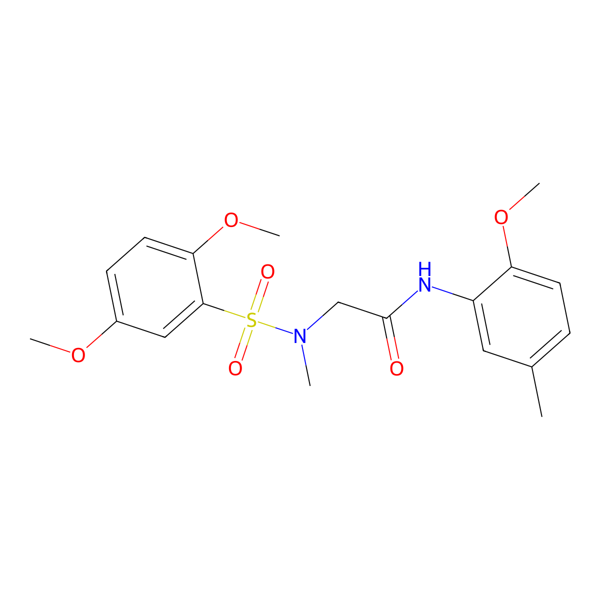 2-[(2,5-dimethoxyphenyl)sulfonyl-methylamino]-N-(2-methoxy-5-methylphenyl)acetamide molecular structure, CAS 723299-40-9
