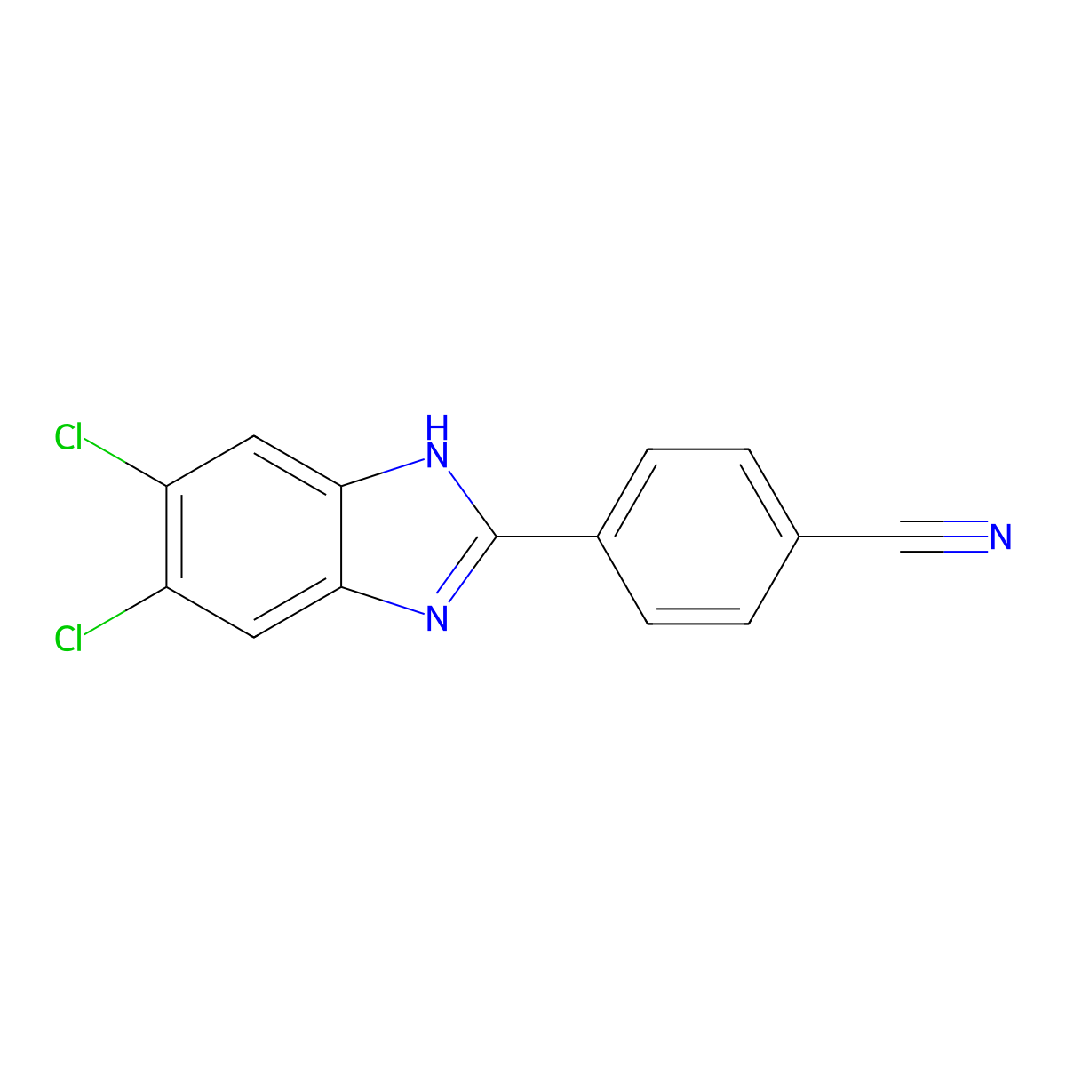 4-(5,6-dichloro-1H-benzimidazol-2-yl)benzonitrile molecular structure, CAS 723299-75-0