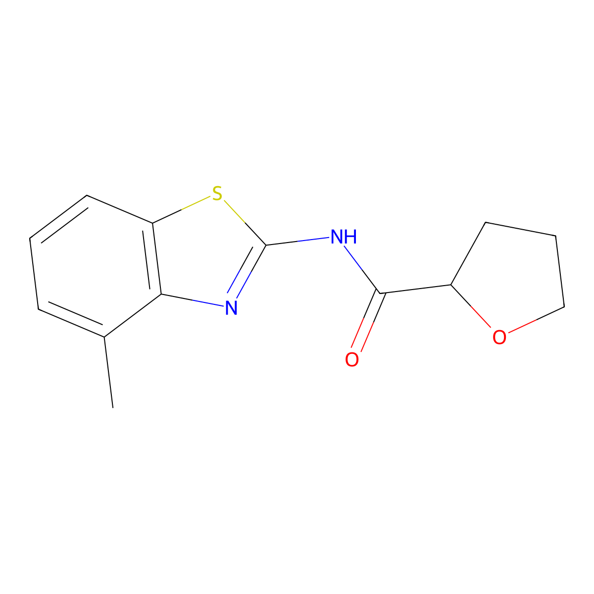 N-(4-methyl-1,3-benzothiazol-2-yl)oxolane-2-carboxamide molecular structure, CAS 723299-84-1