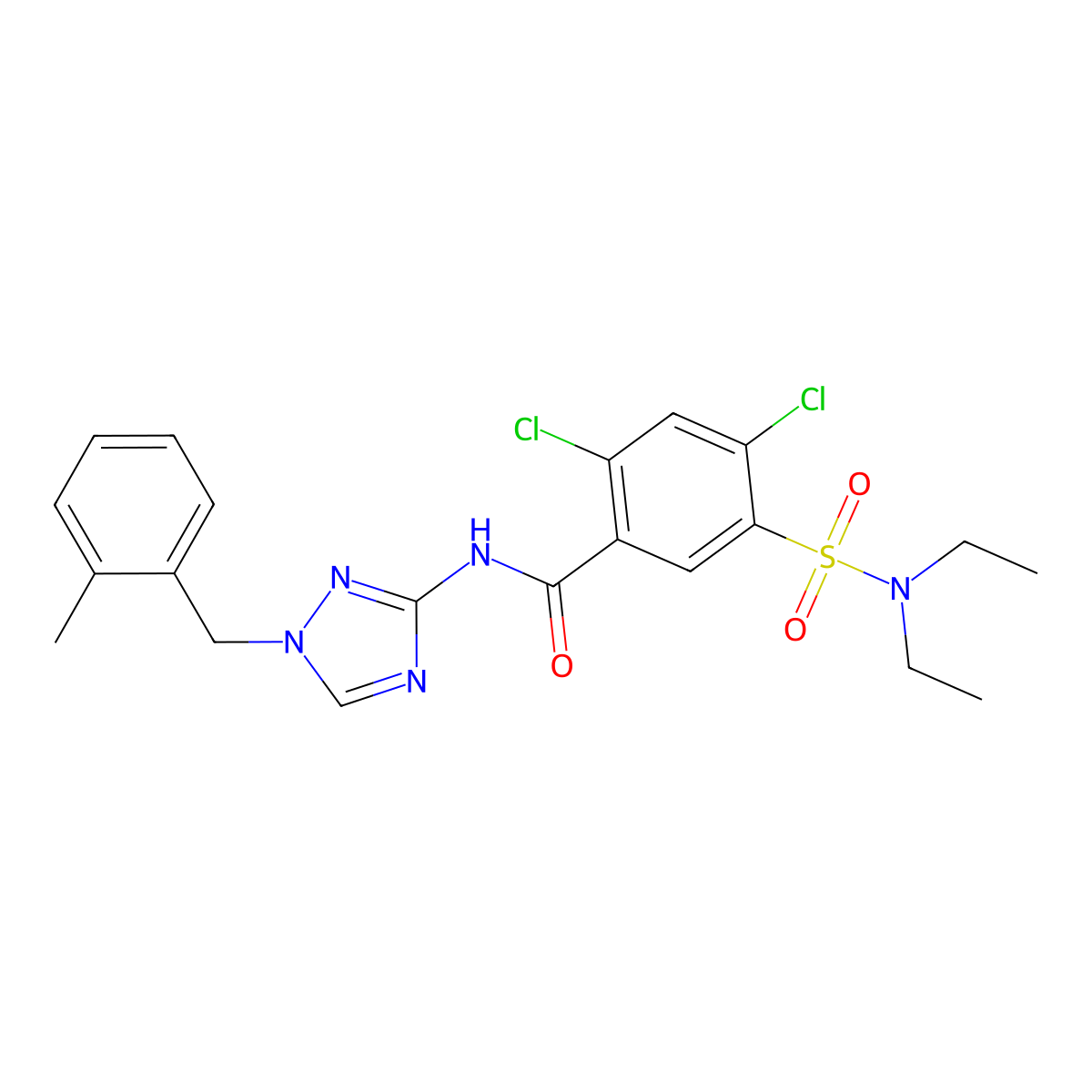 2,4-dichloro-5-(diethylsulfamoyl)-N-[1-(2-methylbenzyl)-1H-1,2,4-triazol-3-yl]benzamide molecular structure, CAS 723314-20-3