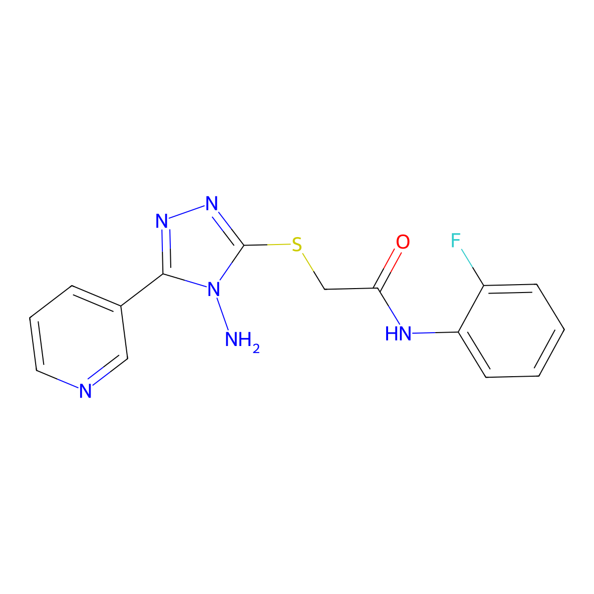 2-((4-amino-5-(pyridin-3-yl)-4H-1,2,4-triazol-3-yl)thio)-N-(2-fluorophenyl)acetamide molecular structure, CAS 723316-26-5