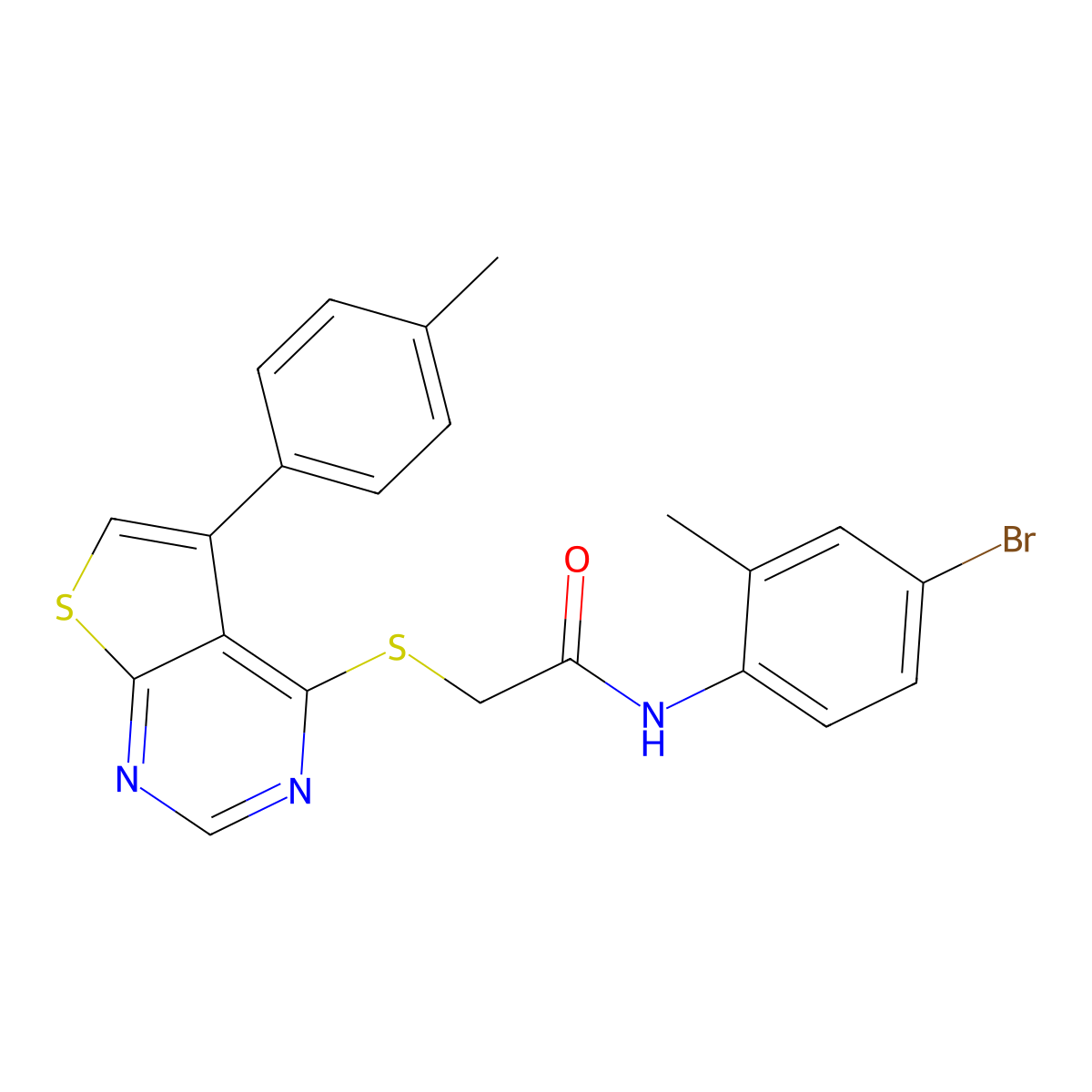 N-(4-bromo-2-methylphenyl)-2-{[5-(4-methylphenyl)thieno[2,3-d]pyrimidin-4-yl]sulfanyl}acetamide molecular structure, CAS 723316-27-6