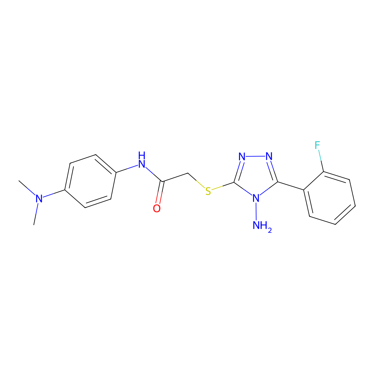 2-{[4-amino-5-(2-fluorophenyl)-4H-1,2,4-triazol-3-yl]sulfanyl}-N-[4-(dimethylamino)phenyl]acetamide molecular structure, CAS 723316-51-6