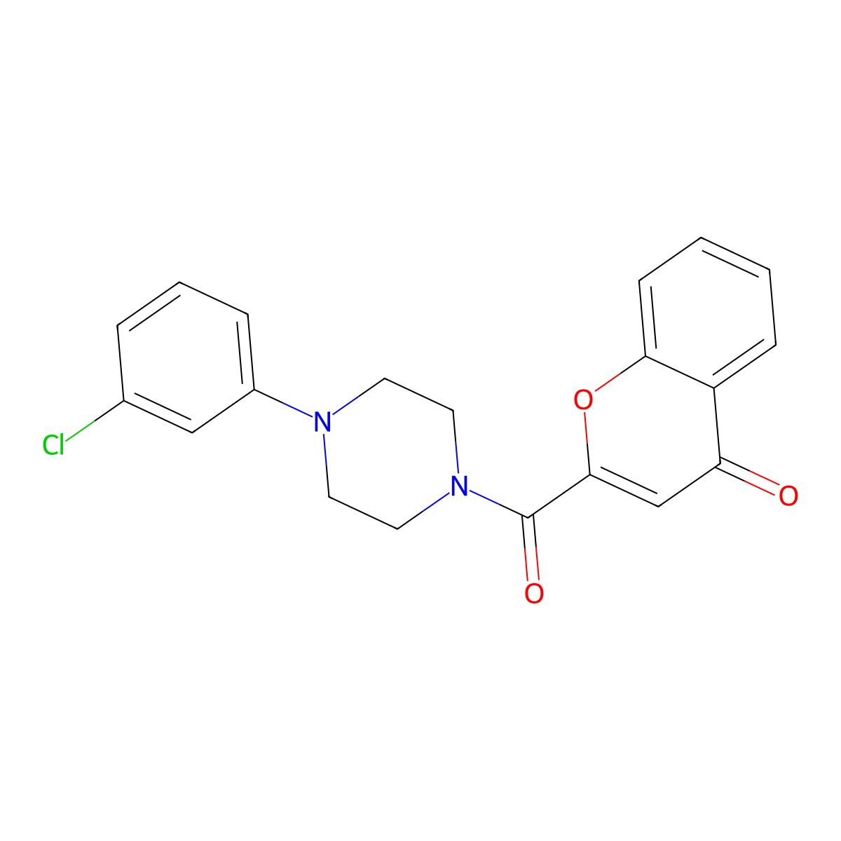2-{[4-(3-chlorophenyl)piperazin-1-yl]carbonyl}-4H-chromen-4-one molecular structure, CAS 723317-78-0