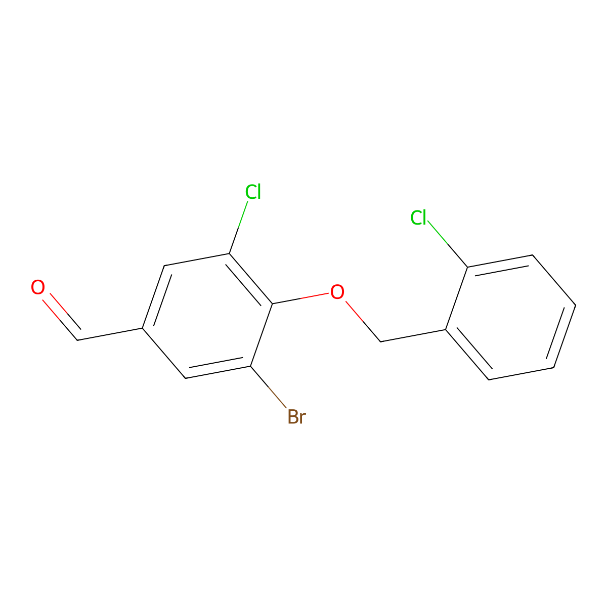 3-Bromo-5-chloro-4-[(2-chlorobenzyl)oxy]benzaldehyde molecular structure, CAS 723318-75-0