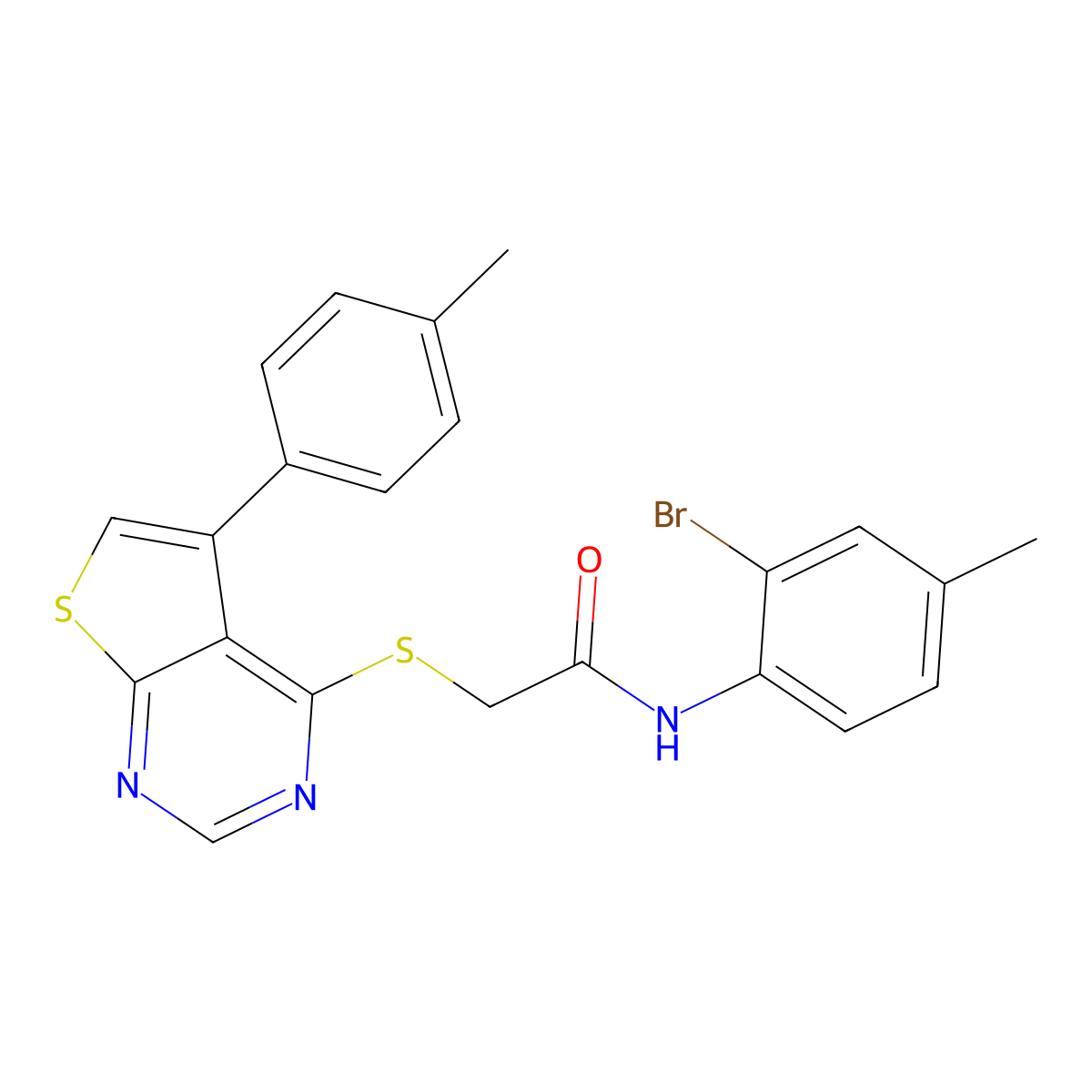N-(2-bromo-4-methylphenyl)-2-{[5-(4-methylphenyl)thieno[2,3-d]pyrimidin-4-yl]sulfanyl}acetamide molecular structure, CAS 723320-91-0