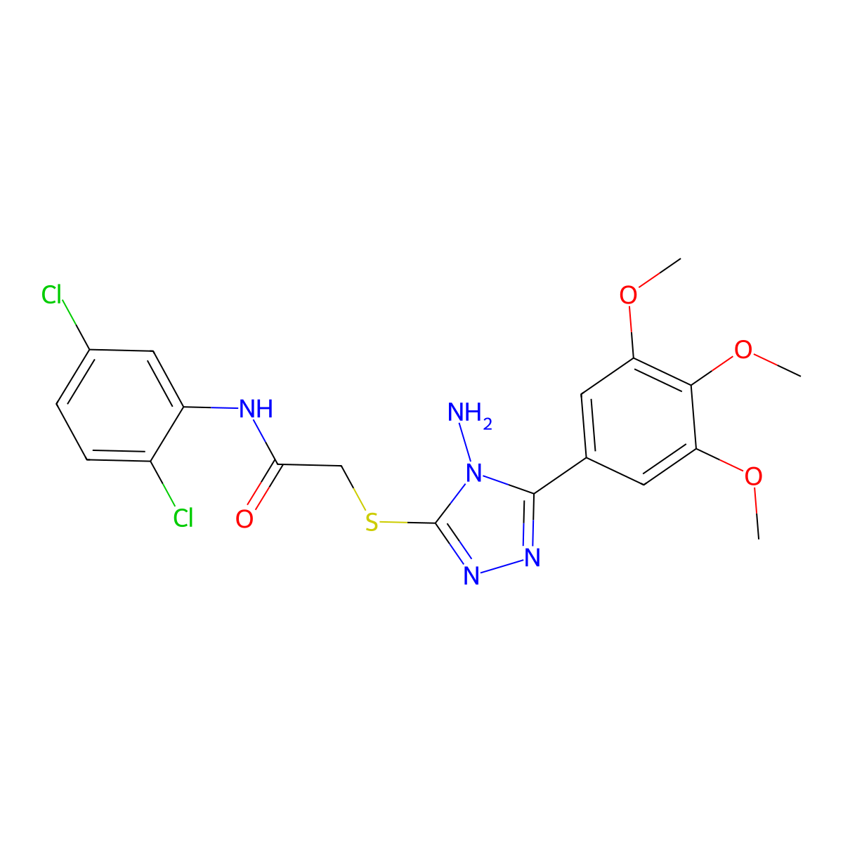 2-[4-amino-5-(3,4,5-trimethoxyphenyl)(1,2,4-triazol-3-ylthio)]-N-(2,5-dichloro phenyl)acetamide molecular structure, CAS 723322-29-0