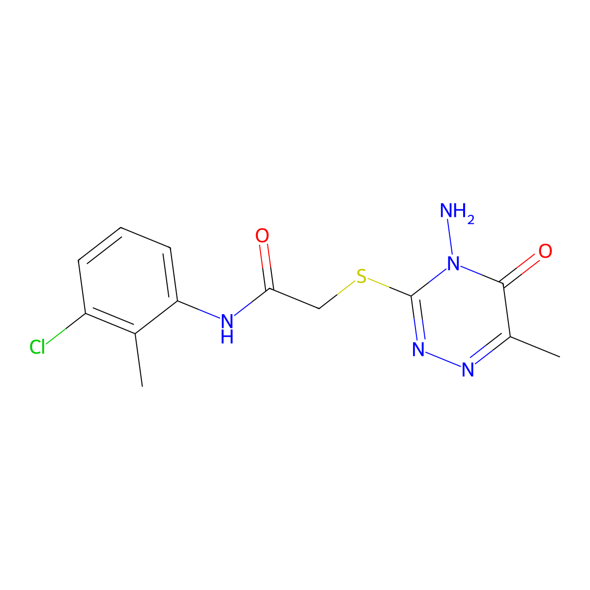 2-[(4-amino-6-methyl-5-oxo-4,5-dihydro-1,2,4-triazin-3-yl)sulfanyl]-N-(3-chloro-2-methylphenyl)acetamide molecular structure, CAS 723322-66-5