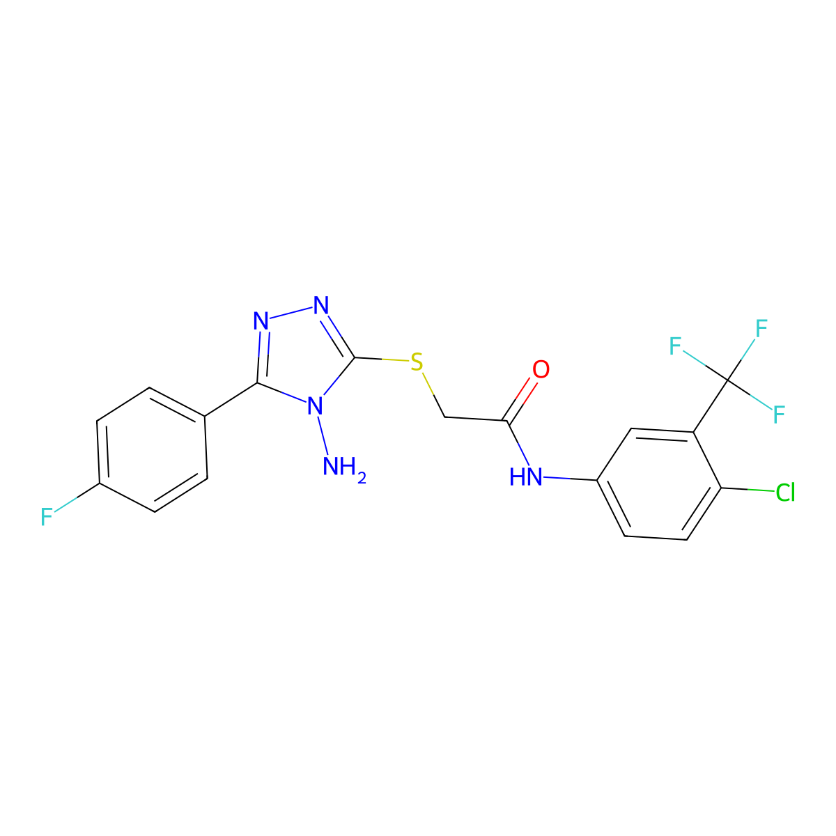2-{[4-amino-5-(4-fluorophenyl)-4H-1,2,4-triazol-3-yl]sulfanyl}-N-[4-chloro-3-(trifluoromethyl)phenyl]acetamide molecular structure, CAS 723322-94-9