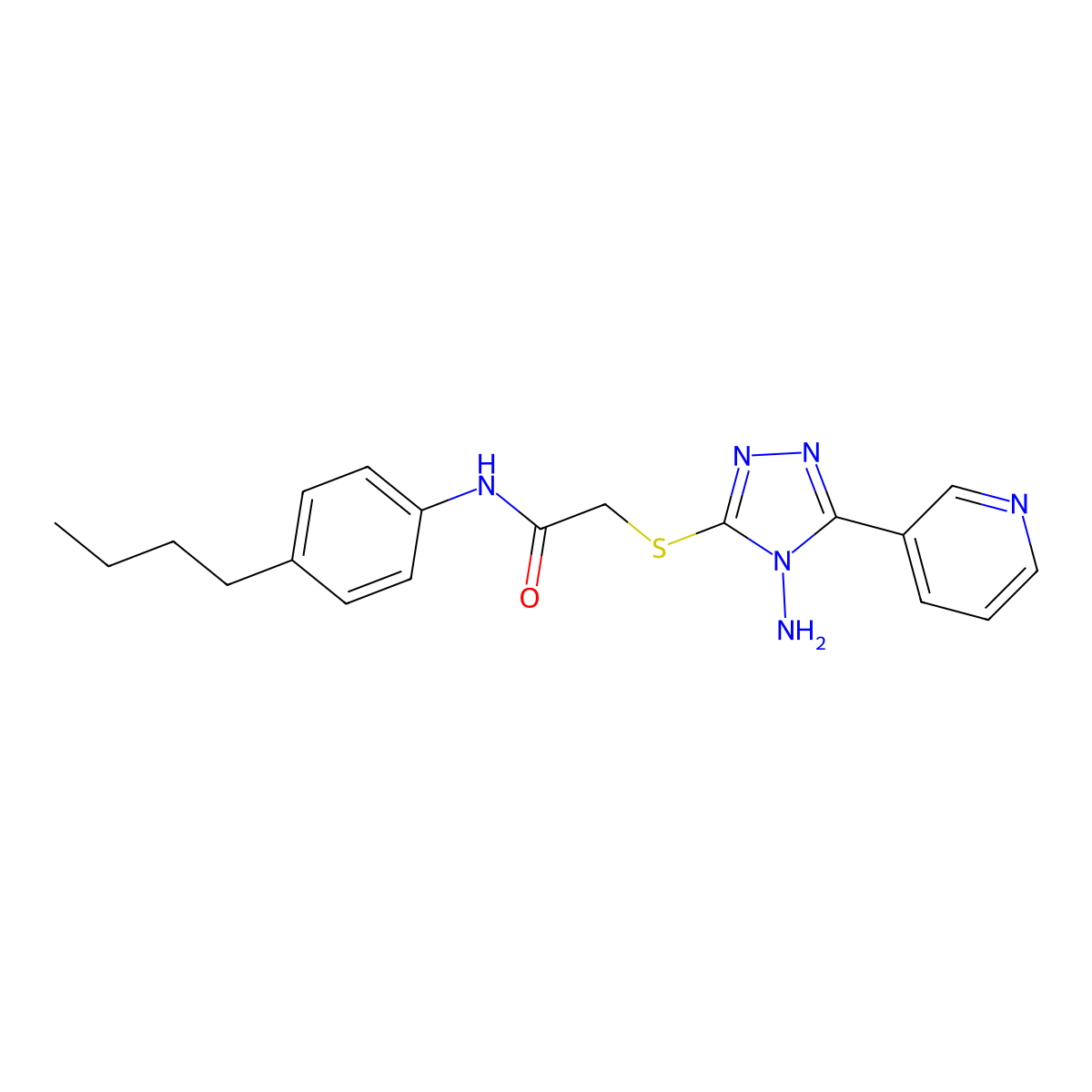 2-{[4-amino-5-(pyridin-3-yl)-4H-1,2,4-triazol-3-yl]sulfanyl}-N-(4-butylphenyl)acetamide molecular structure, CAS 723323-92-0