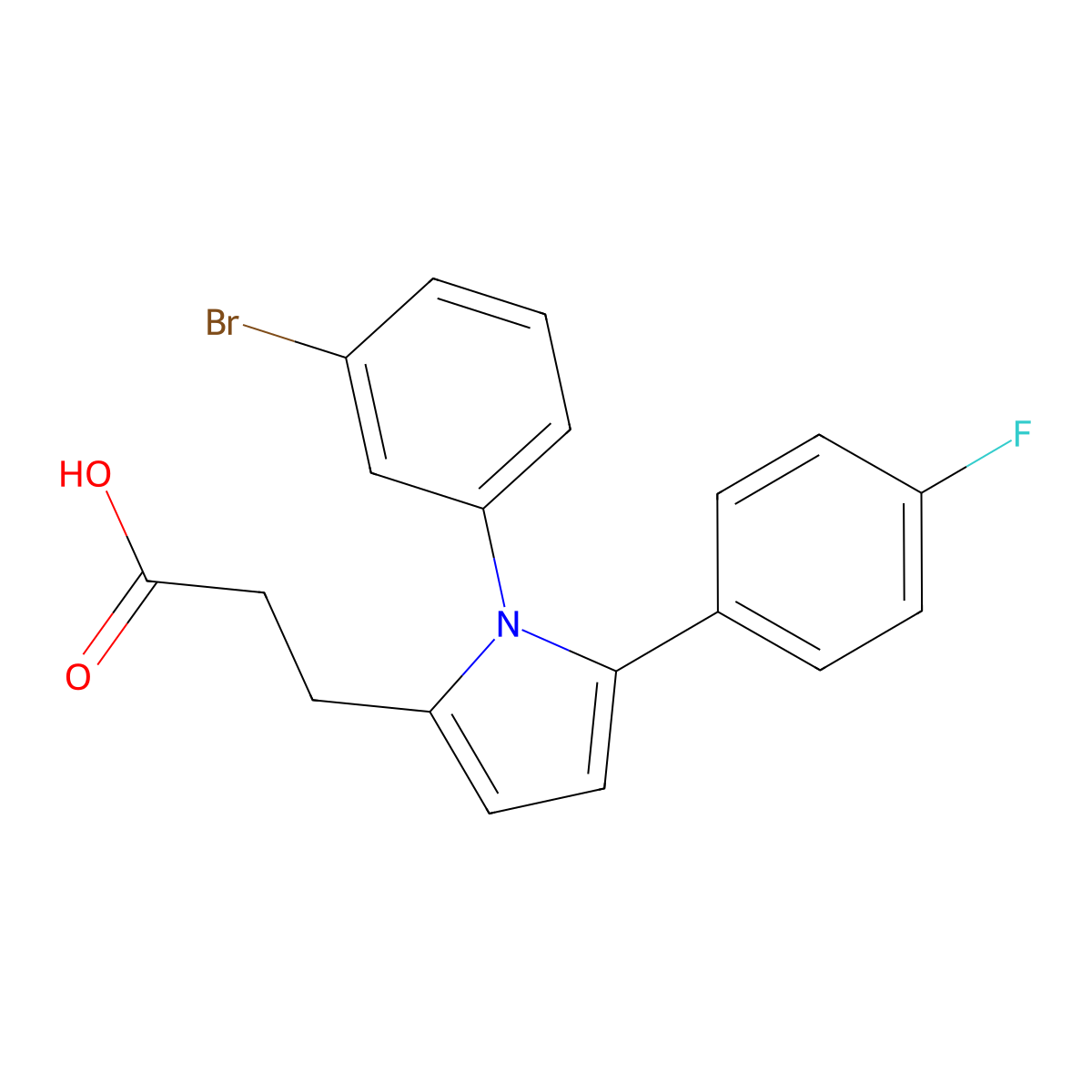 3-(1-(3-bromophenyl)-5-(4-fluorophenyl)-1H-pyrrol-2-yl)propanoic acid molecular structure, CAS 723324-24-1