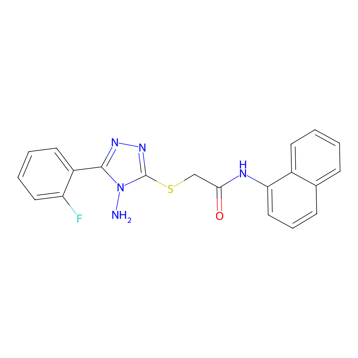 2-[4-amino-5-(2-fluorophenyl)(1,2,4-triazol-3-ylthio)]-N-naphthylacetamide molecular structure, CAS 723324-34-3
