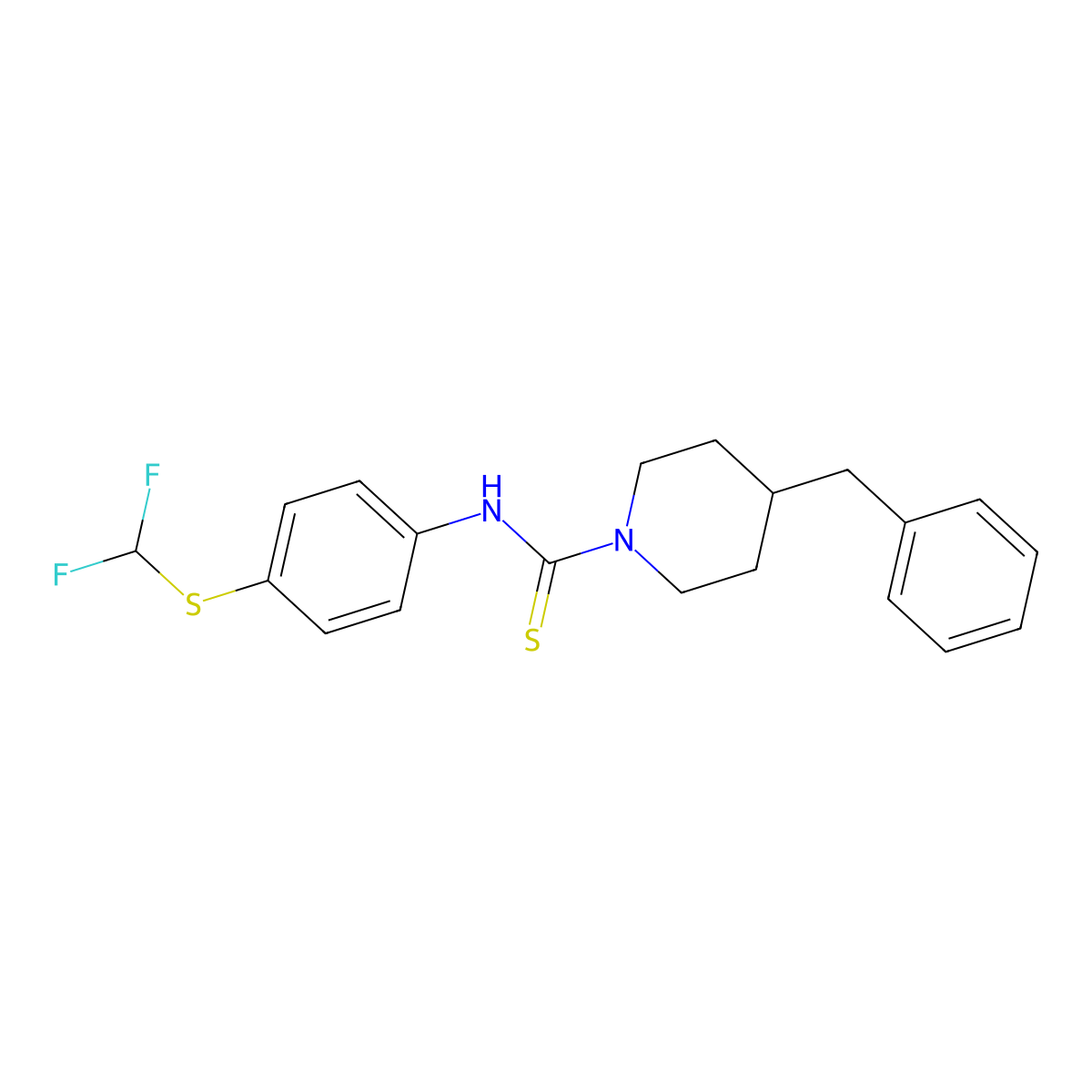 4-benzyl-N-{4-[(difluoromethyl)sulfanyl]phenyl}piperidine-1-carbothioamide molecular structure, CAS 723324-56-9