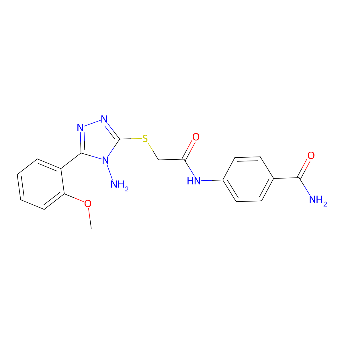 4-{2-[4-Amino-5-(2-methoxyphenyl)-1,2,4-triazol-3-ylthio]acetylamino}benzamide molecular structure, CAS 723324-69-4
