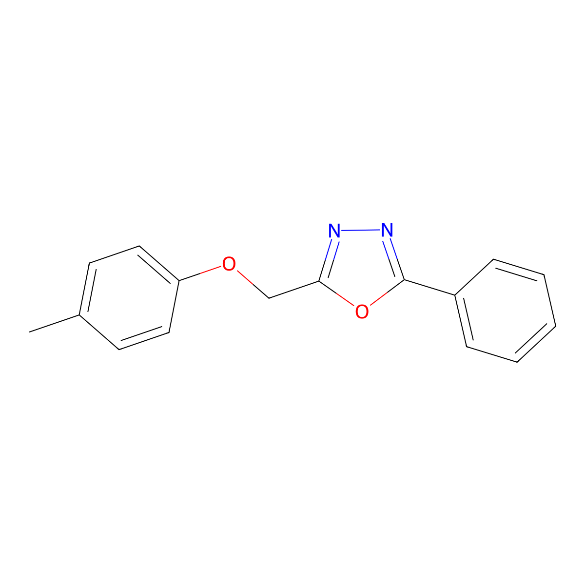 2-[(4-Methylphenoxy)methyl]-5-phenyl-1,3,4-oxadiazole molecular structure, CAS 723325-25-5