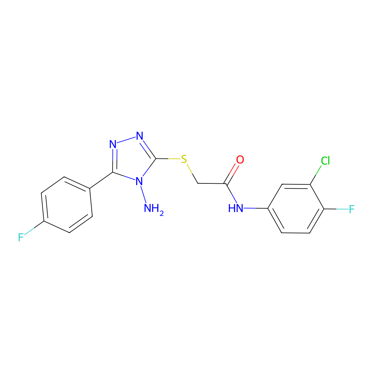 2-{[4-amino-5-(4-fluorophenyl)-4H-1,2,4-triazol-3-yl]sulfanyl}-N-(3-chloro-4-fluorophenyl)acetamide molecular structure, CAS 723326-88-3