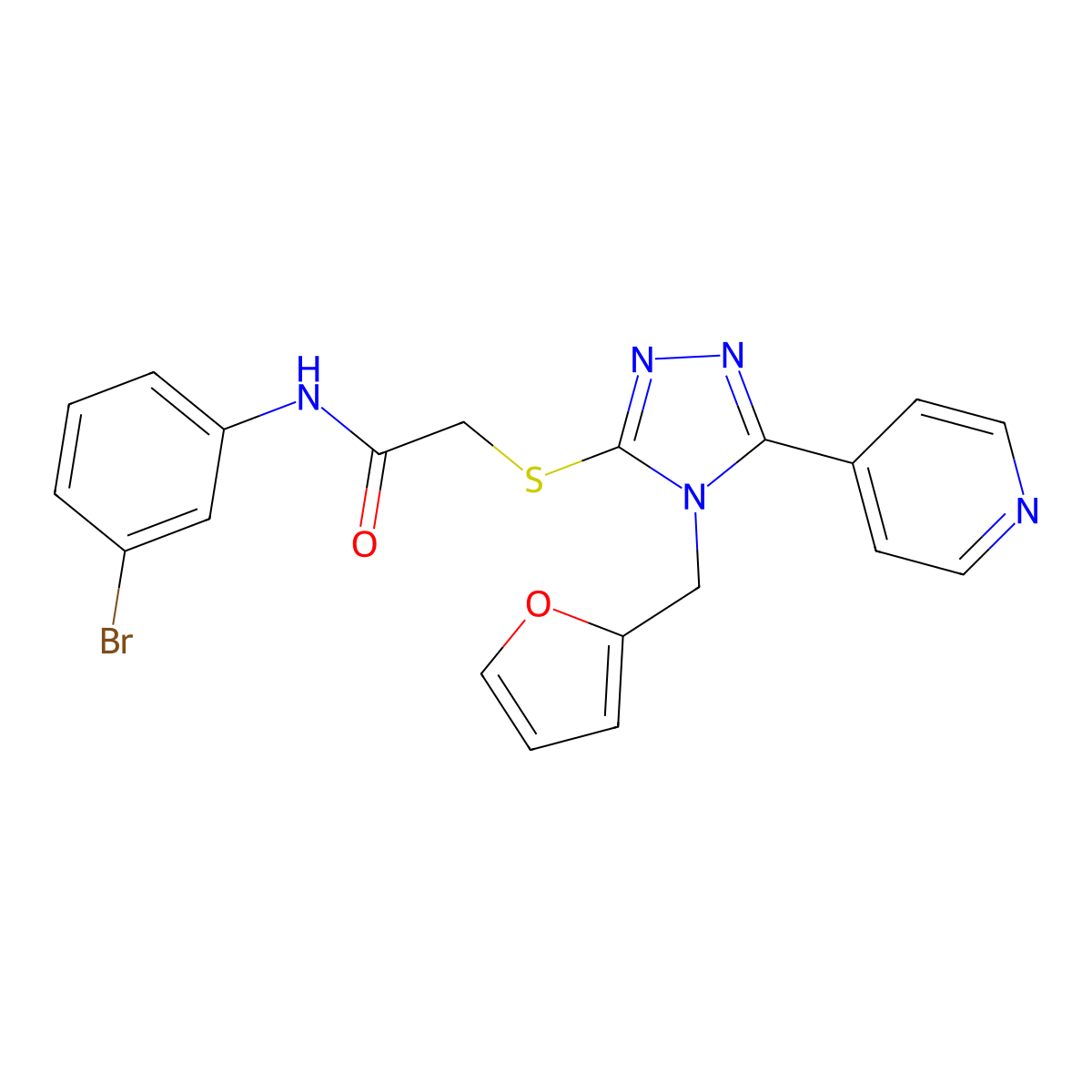 N-(3-bromophenyl)-2-{[4-(furan-2-ylmethyl)-5-(pyridin-4-yl)-4H-1,2,4-triazol-3-yl]sulfanyl}acetamide molecular structure, CAS 723327-35-3