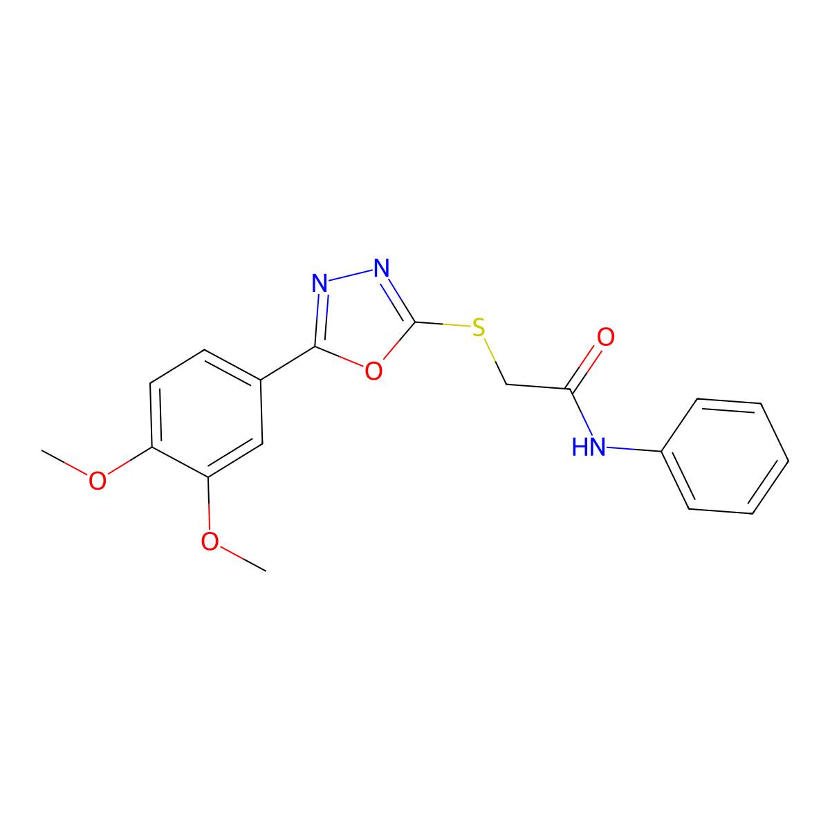 2-{[5-(3,4-dimethoxyphenyl)-1,3,4-oxadiazol-2-yl]sulfanyl}-N-phenylacetamide molecular structure, CAS 723327-56-8