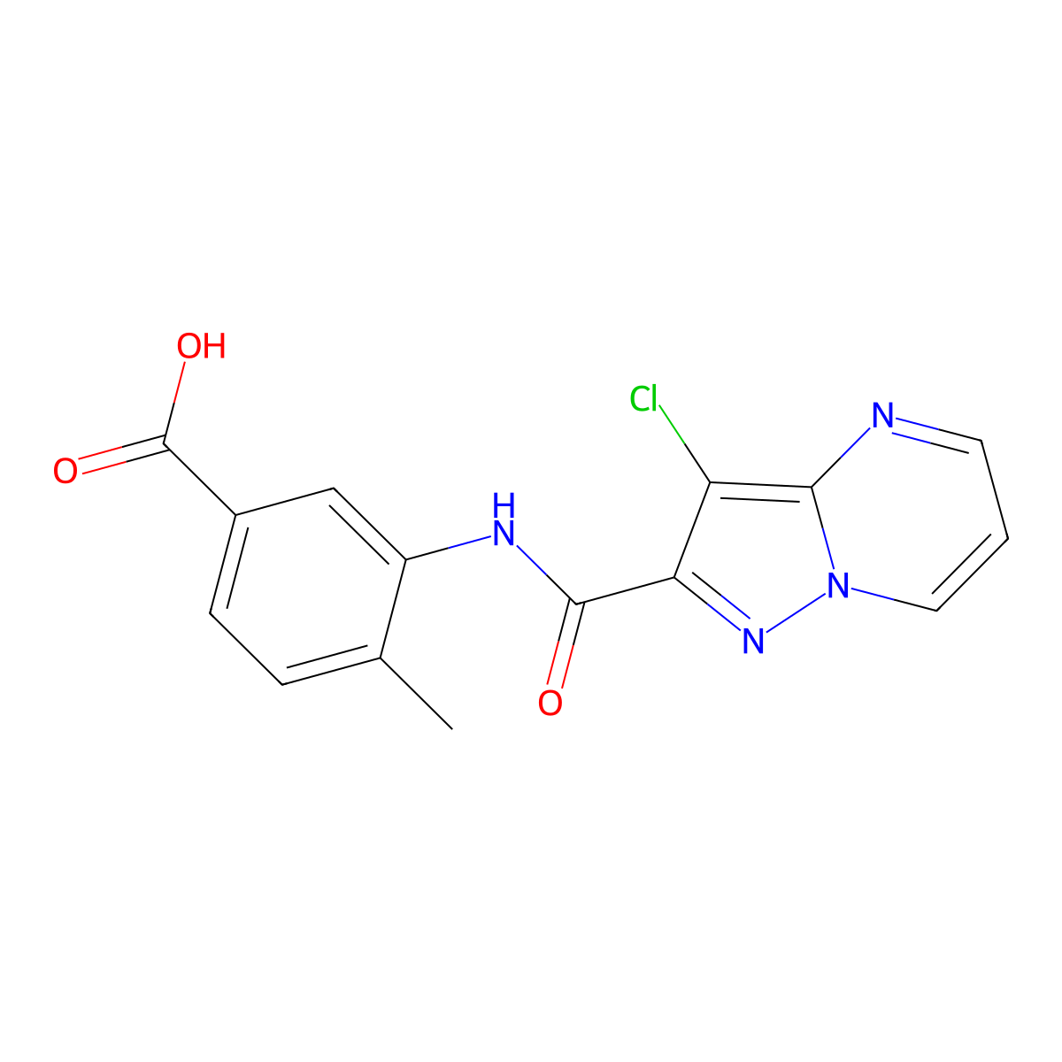 3-{[(3-Chloropyrazolo[1,5-a]pyrimidin-2-yl)carbonyl]amino}-4-methylbenzoic acid molecular structure, CAS 723328-64-1