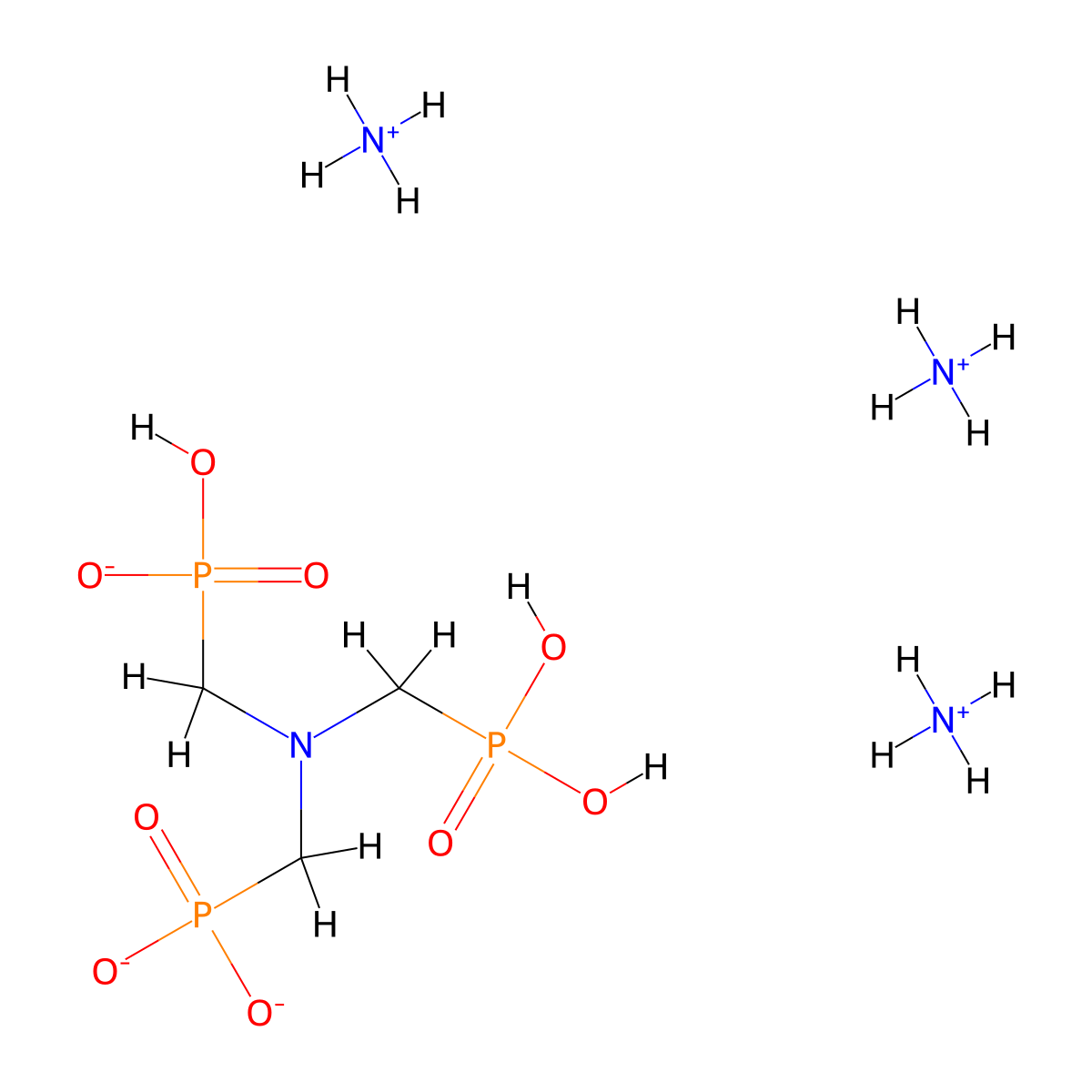 Phosphonic acid, P,P',P''-(nitrilotris(methylene))tris-, ammonium salt (1:3) molecular structure, CAS 72333-13-2